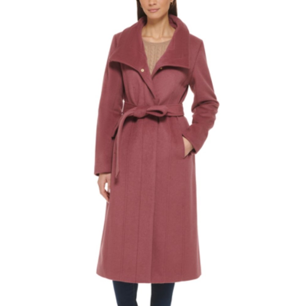 Cole Haan Women's Pink Belted Coat Sz 6